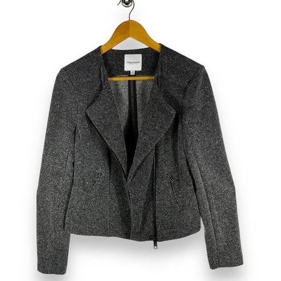 4 for $40 SALE!Catherine Maladrino Runway Knit Moto Jacket, Marled Grey, Size S - Picture 3 of 11